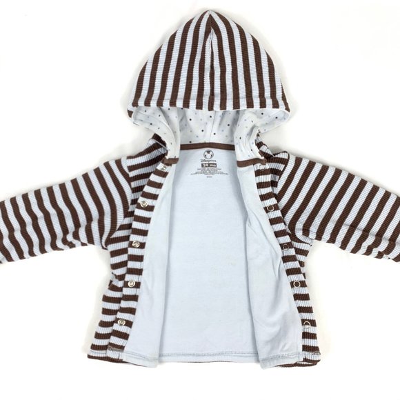 3/$25 Disney Store Tigger Striped Hoodie - Brown/White, Size 24 Mo - Picture 5 of 9